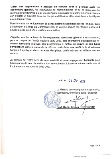 réforme éducation Togo