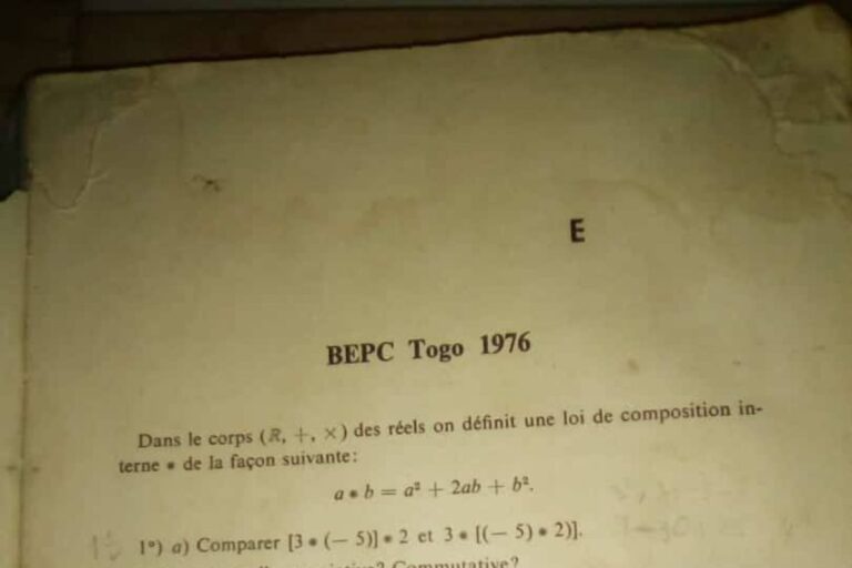 BEPC togolais : Une épreuve de mathématiques de 1976 fait parler d'elle (Photo)