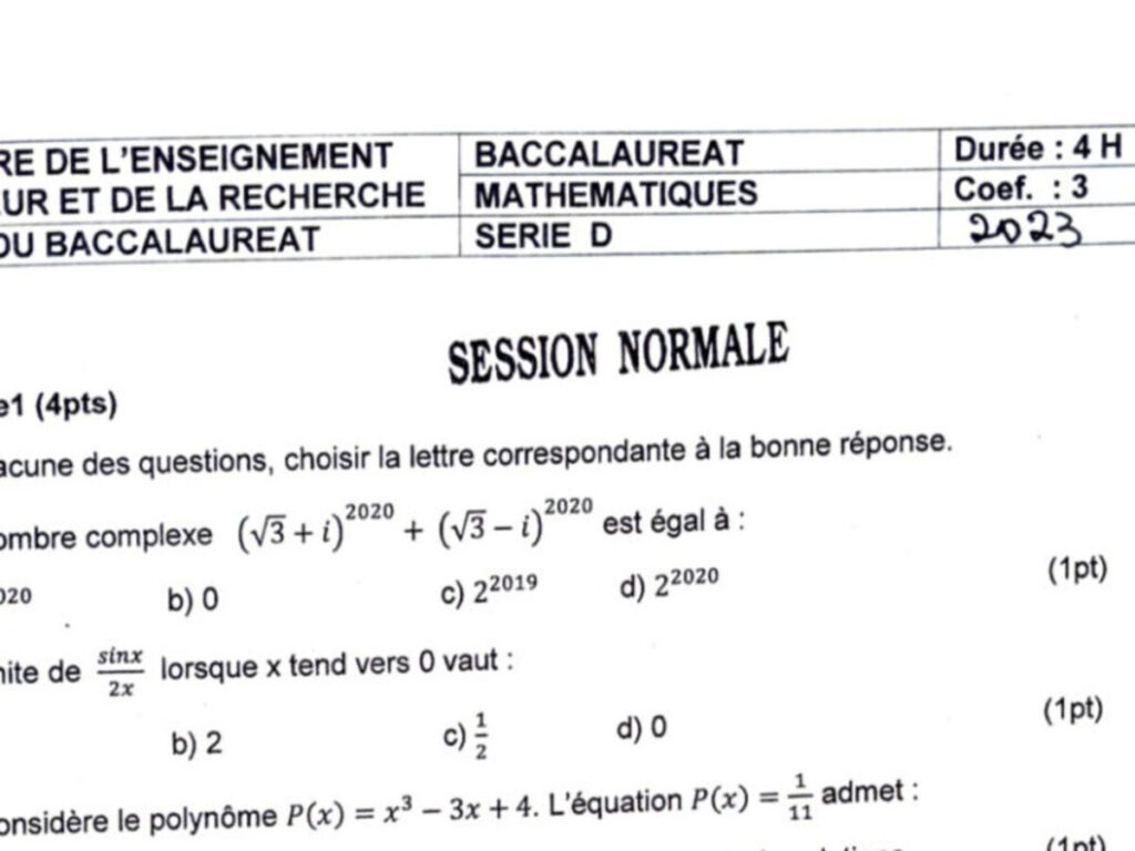 BAC 2023 au Togo : Des épreuves de mathématiques surprenantes (Photos)