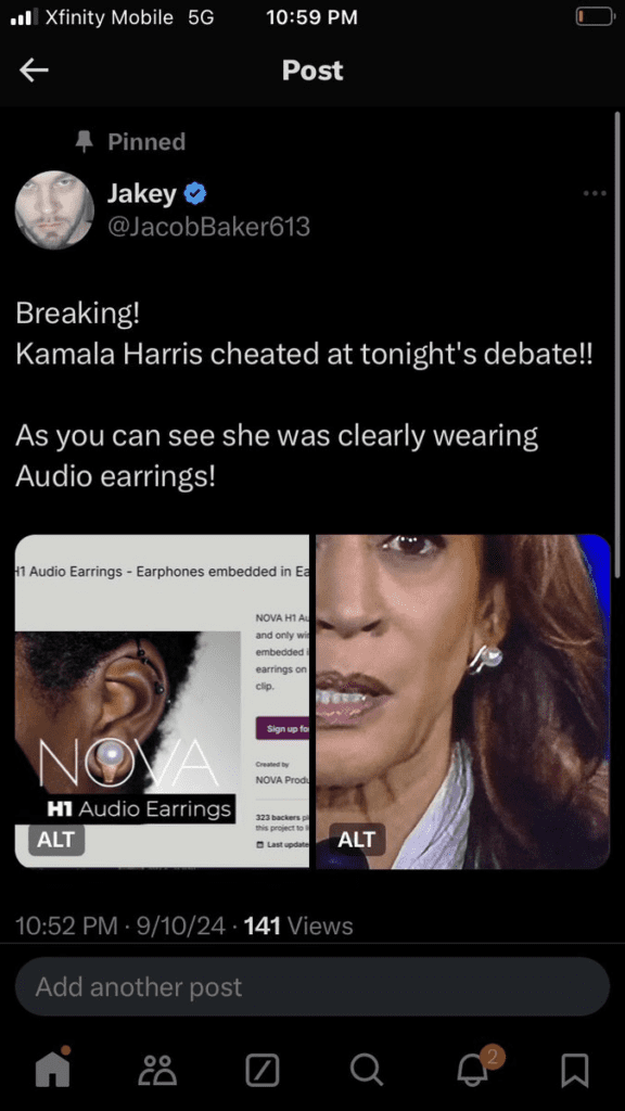Débat présidentiel : Kamala Harris accusée de tricherie avec des boucles d'oreilles contenant des ... 1 image 6