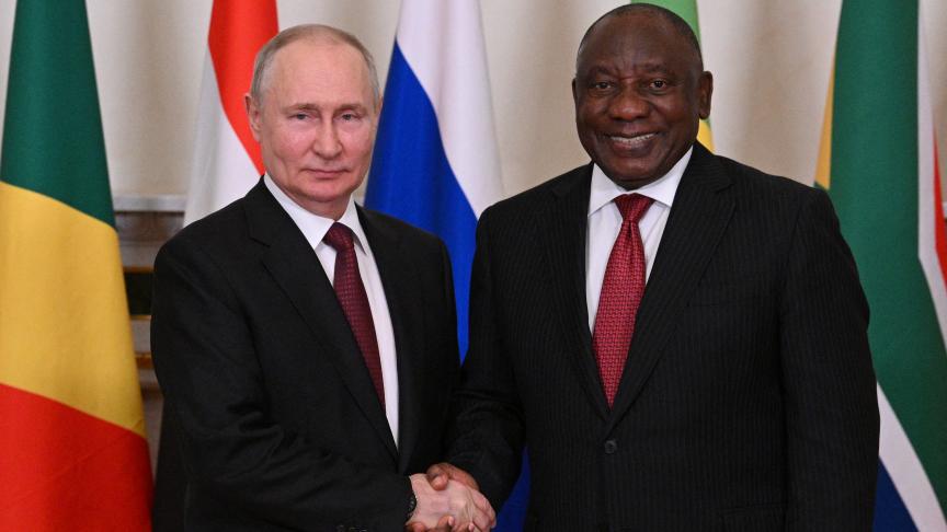 Sommet des BRICS : Le président sud africain Cyril Ramaphosa s'entretient avec Vladimir Poutine