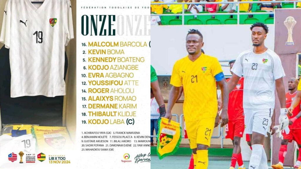 CAN 2025 : Voici le onze du Togo face au Libéria