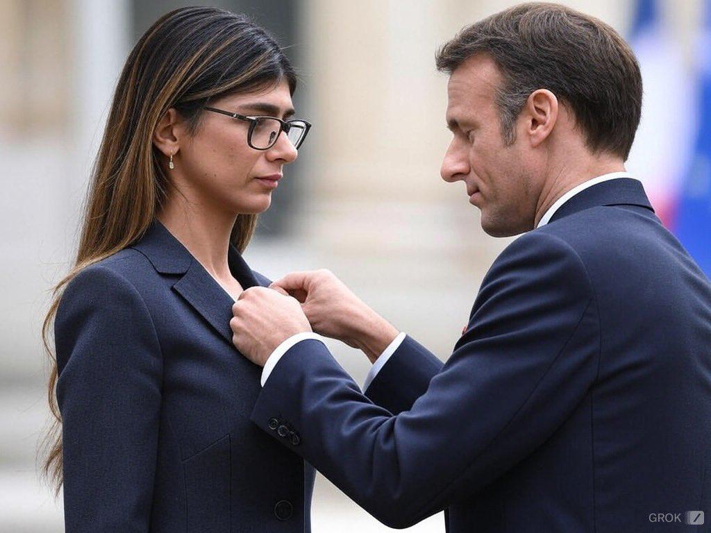 France : Une image générée par IA de Macron décorant Mia Khalifa fait le buzz