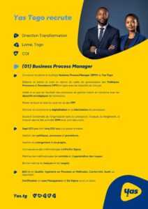 Yas Togo recrute 𝐮𝐧(𝐞) 𝐁𝐮𝐬𝐢𝐧𝐞𝐬𝐬 𝐏𝐫𝐨𝐜𝐞𝐬𝐬 𝐌𝐚𝐧𝐚𝐠𝐞𝐫