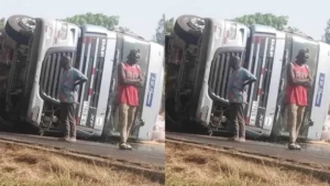 Togo : Un camion renversé paralyse la circulation sur la Route Nationale 1