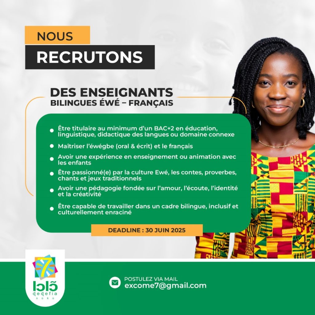 Recrutement d’enseignants bilingues Éwé – Français