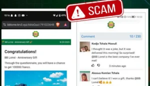 Alerte phishing : BB Lomé victime d'usurpation d'identité