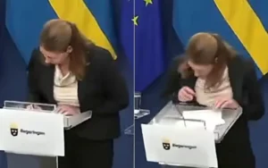Suède : la ministre de la Santé Elisabet Lann s’effondre en pleine conférence de presse (vidéo)