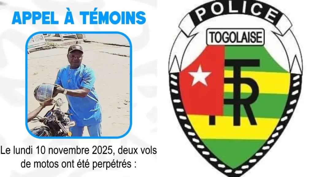 Vols de motos à Lomé : la police lance un appel à témoins