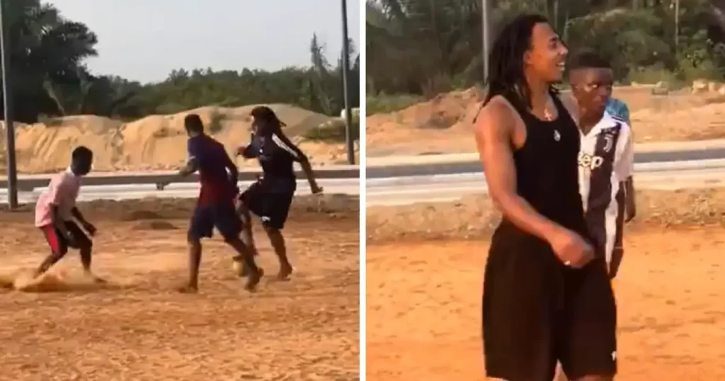 Bénin : Sans chaussures, Jules Koundé aperçu en train de jouer au football de rue