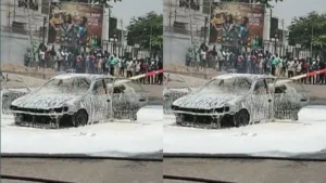 voiture transportant de l'essence frelatée