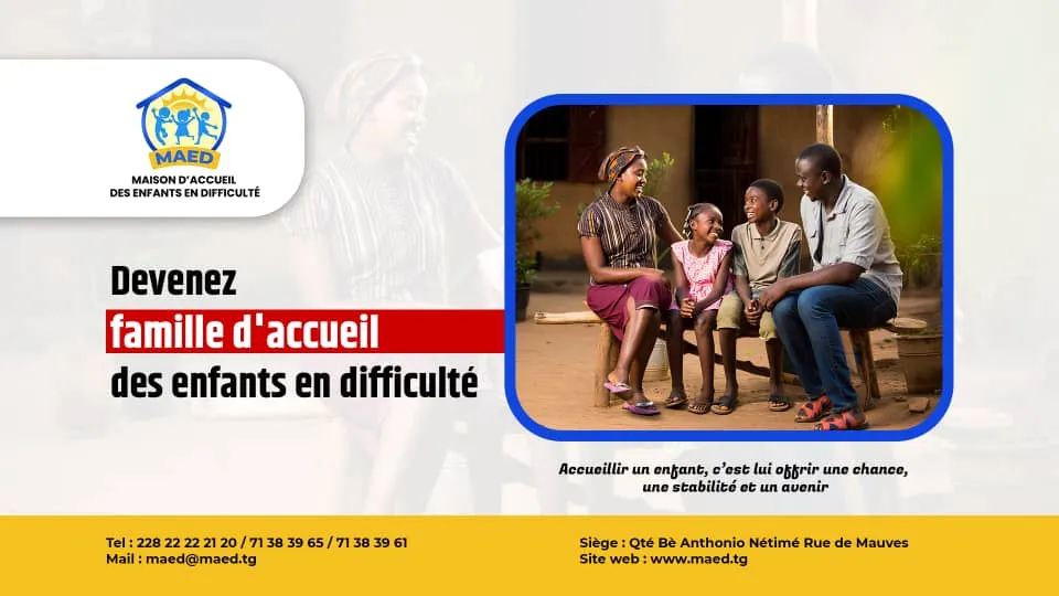 Devenir famille d'accueil au Togo : la MAED lance un appel aux volontaires